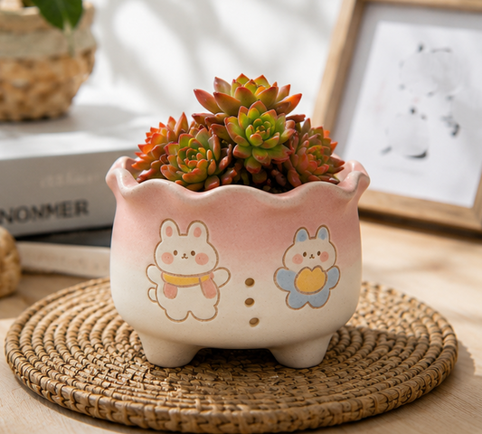 π° Cute Bunny Gradient Ceramic Succulent Pot