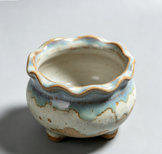 π Ocean Wave Glaze Ceramic Succulent Pot