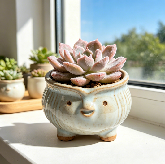🐦 Cute Bird Ceramic Succulent Pot - Handmade Glazed Planter with Drainage Hole