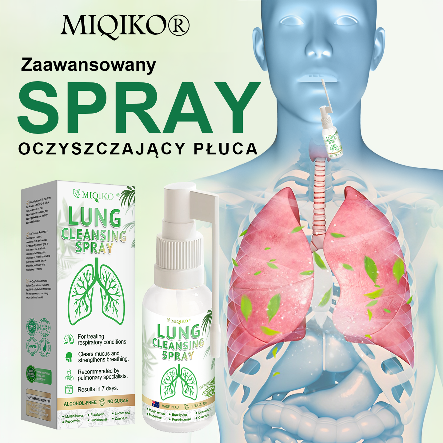 [Oficjalny flagowy sklep marki]👨‍⚕️MIQIKO Zaawansowany spray oczyszczający płuca (☘️zalecany przez specjalistów od płuc☘️)