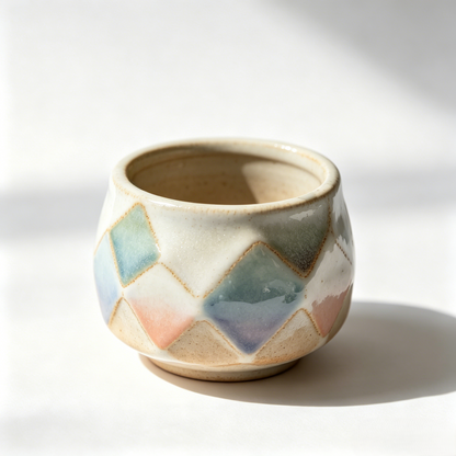 🔷 Pastel Argyle Ceramic Succulent Pot