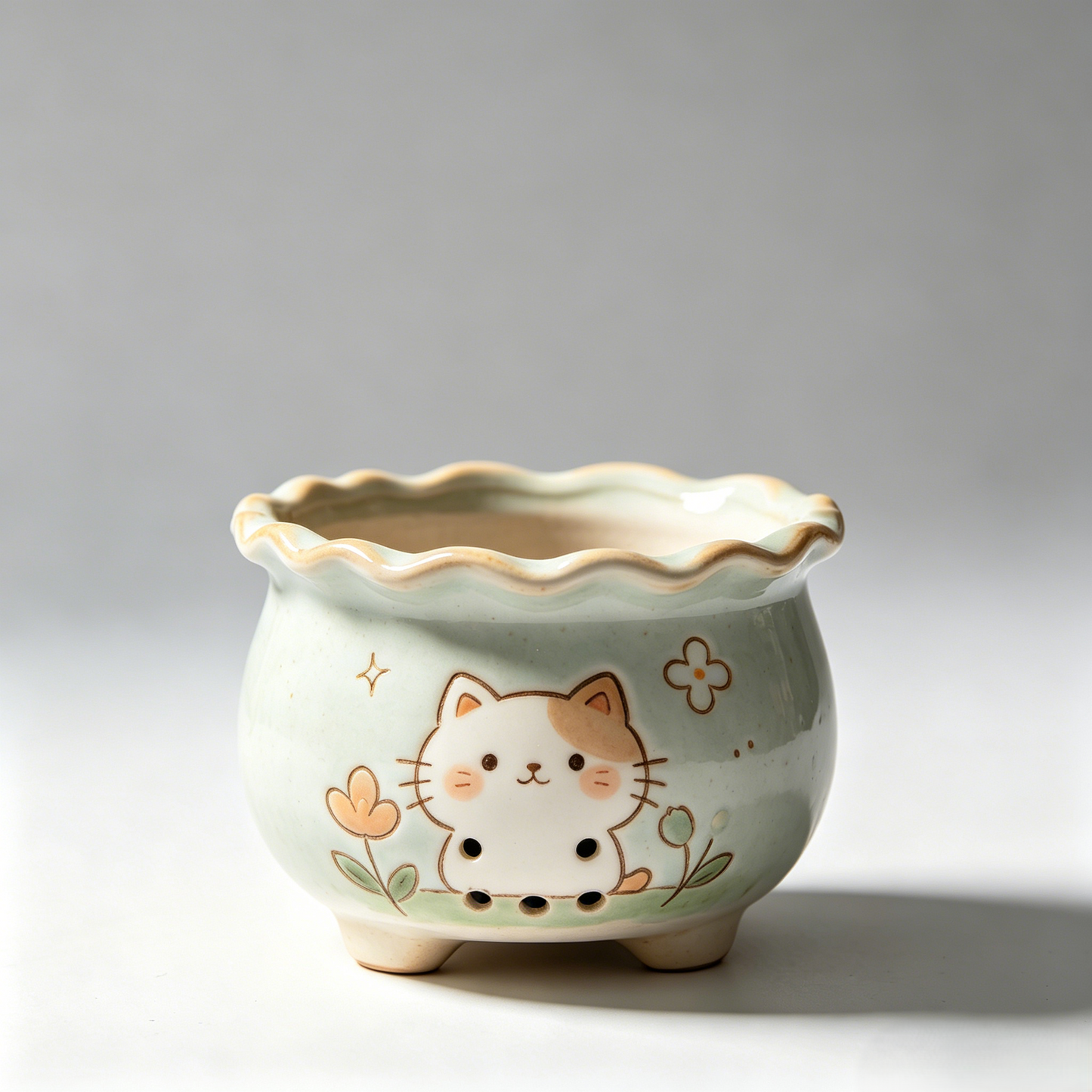 🐱 Kawaii Cat Ceramic Succulent Pot