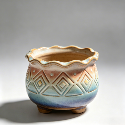 🌅 Sunset Gradient Geometric Ceramic Succulent Pot