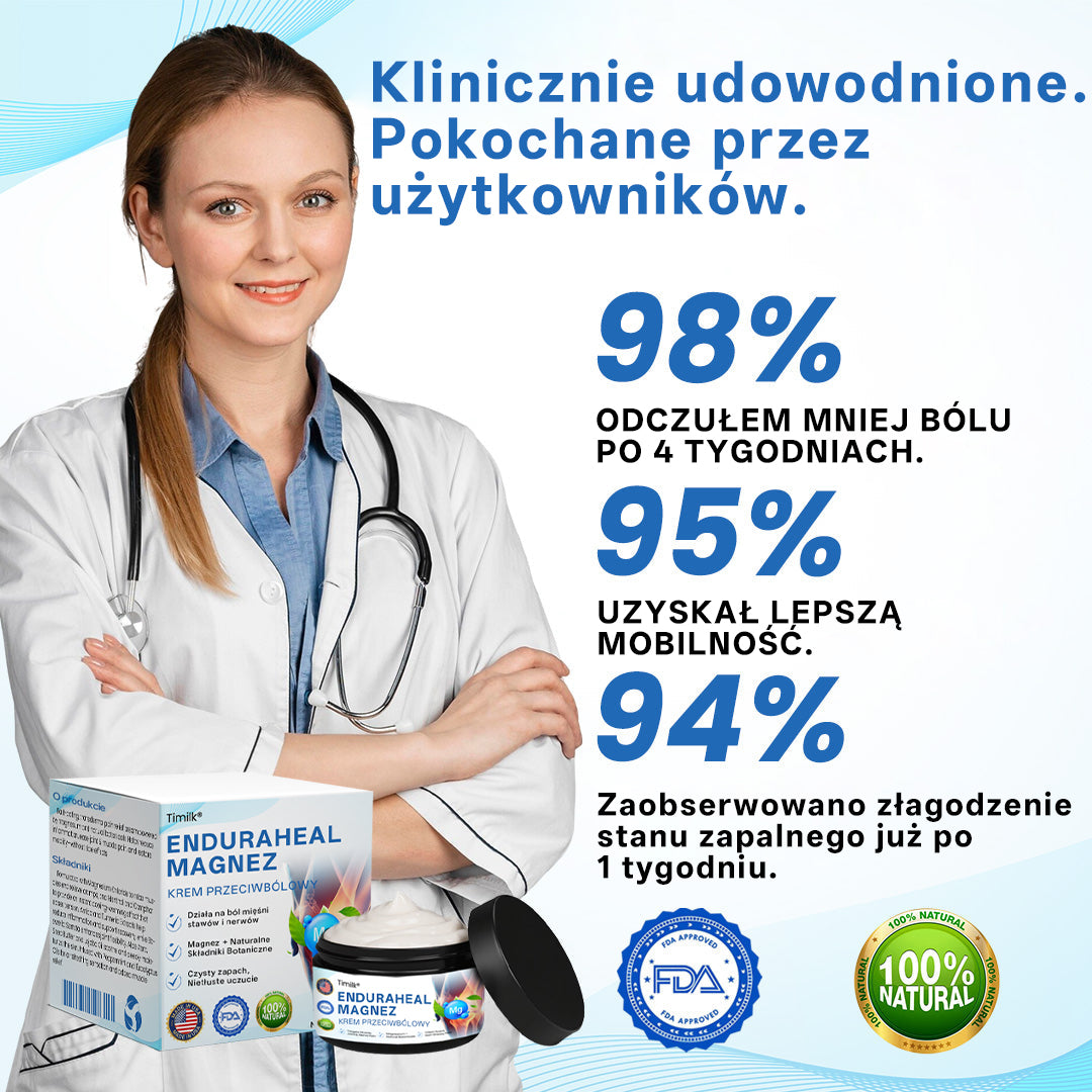 Timilk® EnduraHeal magnezowy krem przeciwbólowy (na zapalenie stawów, neuropatie, reumatyzm, urazy sportowe i nie tylko)