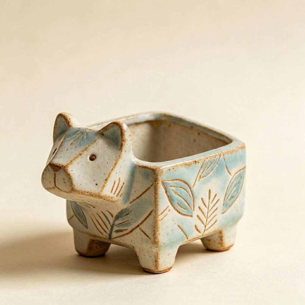 🐶 Handcrafted Dog-Shaped Ceramic Succulent Pot