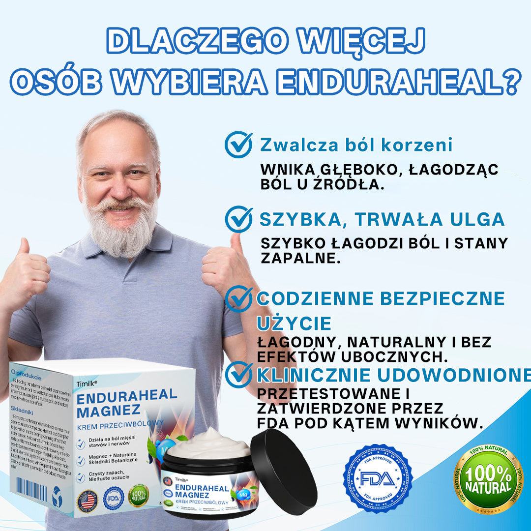 Timilk® EnduraHeal magnezowy krem przeciwbólowy (na zapalenie stawów, neuropatie, reumatyzm, urazy sportowe i nie tylko)